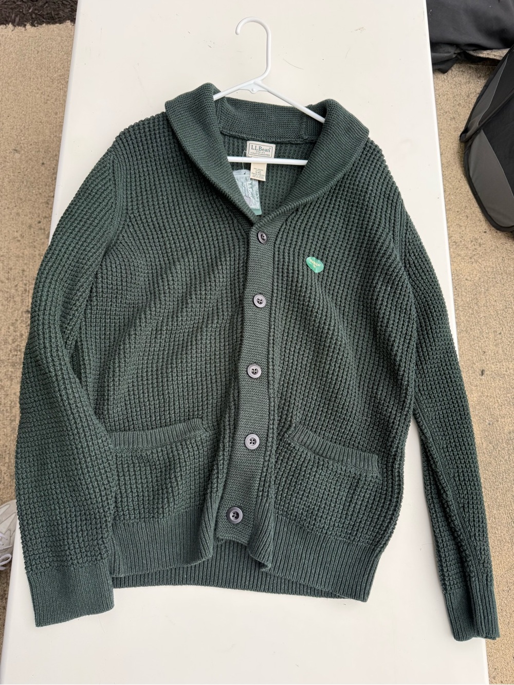 L.L. Bean Shawl Collar Cardigan - Forest Green